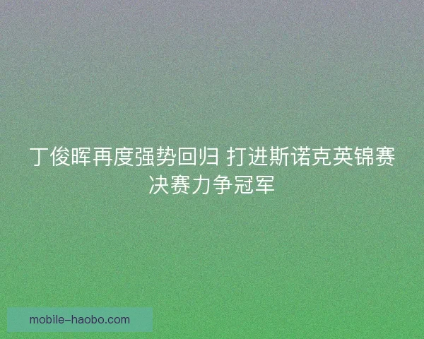 丁俊晖再度强势回归 打进斯诺克英锦赛决赛力争冠军