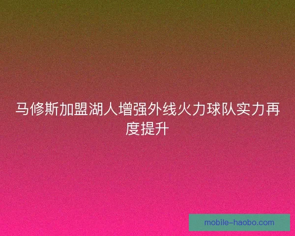 马修斯加盟湖人增强外线火力球队实力再度提升